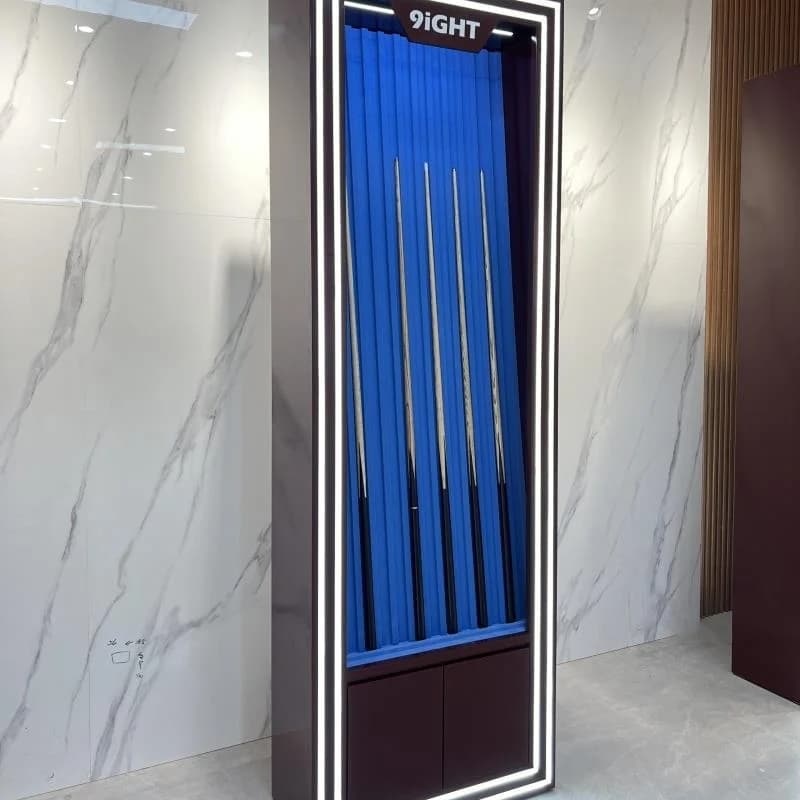 Mobiletto porta stecche da biliardo con spazio di archiviazione, espositore per stecche da biliardo, mobiletto porta accessori da terra in legno personalizzato