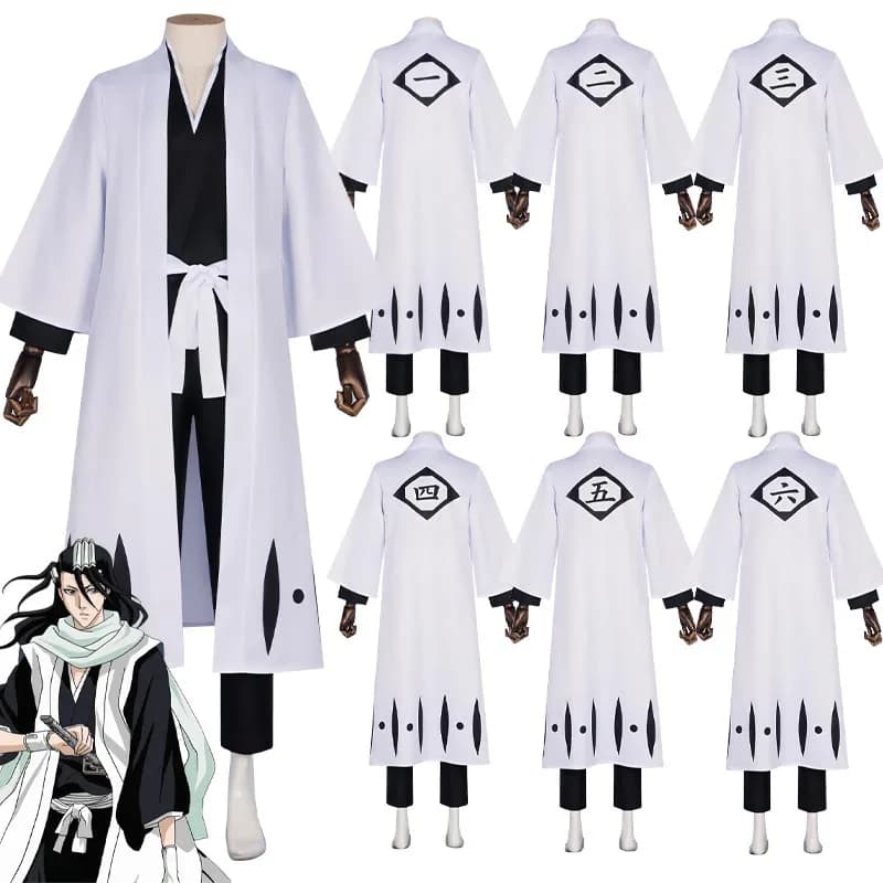 Costume Cosplay Anime Aizen Sousuke, Cosplay Bleach, Abito Kimono da Capitano Kuchiki Byakuya e Hitsugaya Toushir per Uomo