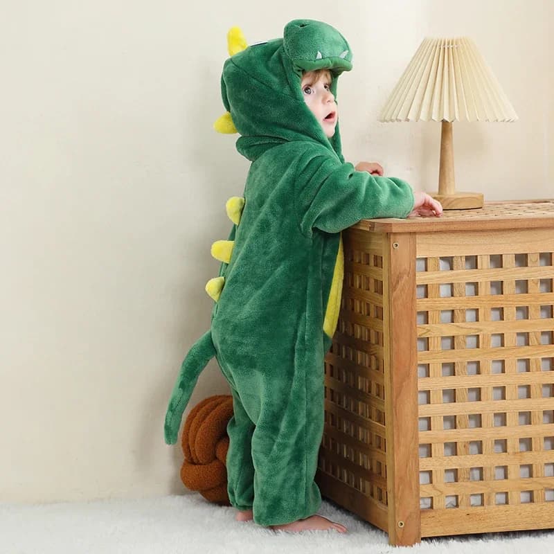 Costume da neonato tigre dinosauro animale costume vestito con cappuccio pagliaccetto tuta pigiama di flanella autunno e inverno a maniche lunghe