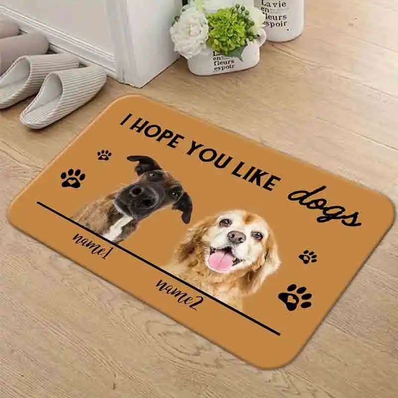 1pc flannel floor matI Hope You Like Dogs Custom Print Door Mat Funny Pet Lover Welcome Rug Non-Slip Floor DecorNon-slip, machine washable, soft area rug for home living room bedroom kitchen decor