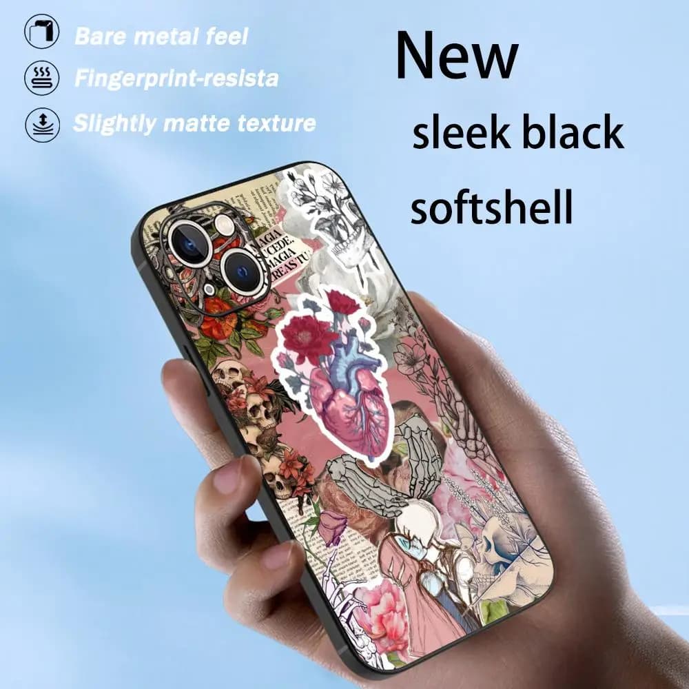 Super fashion ins heart pattern Phone Case For iPhone 17 16 e 15 14 13 12 Plus Mini Pro Max Soft black Shockproof Cover
