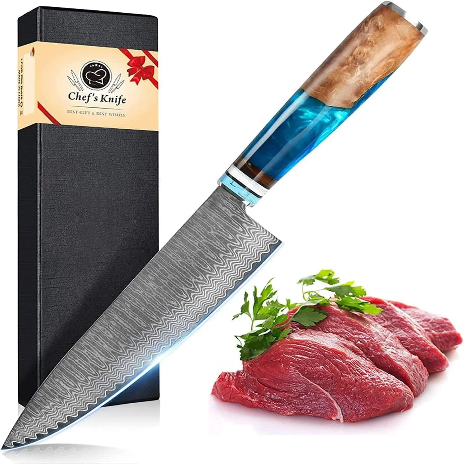 Damascus steel chef knife Professional precision knife made by hand in high carbon steel Vg10 Kitchen restaurant with Japanese steel core