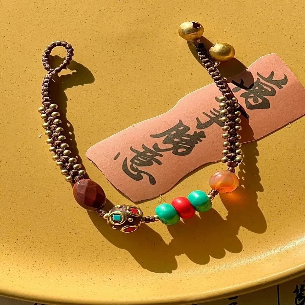 Tibetan Ancient Method Woven Braided Bracelet Bohemian Nepal Exotic Bell Women Bracelet Coco Hand Rope Bracelet Women Jewelry