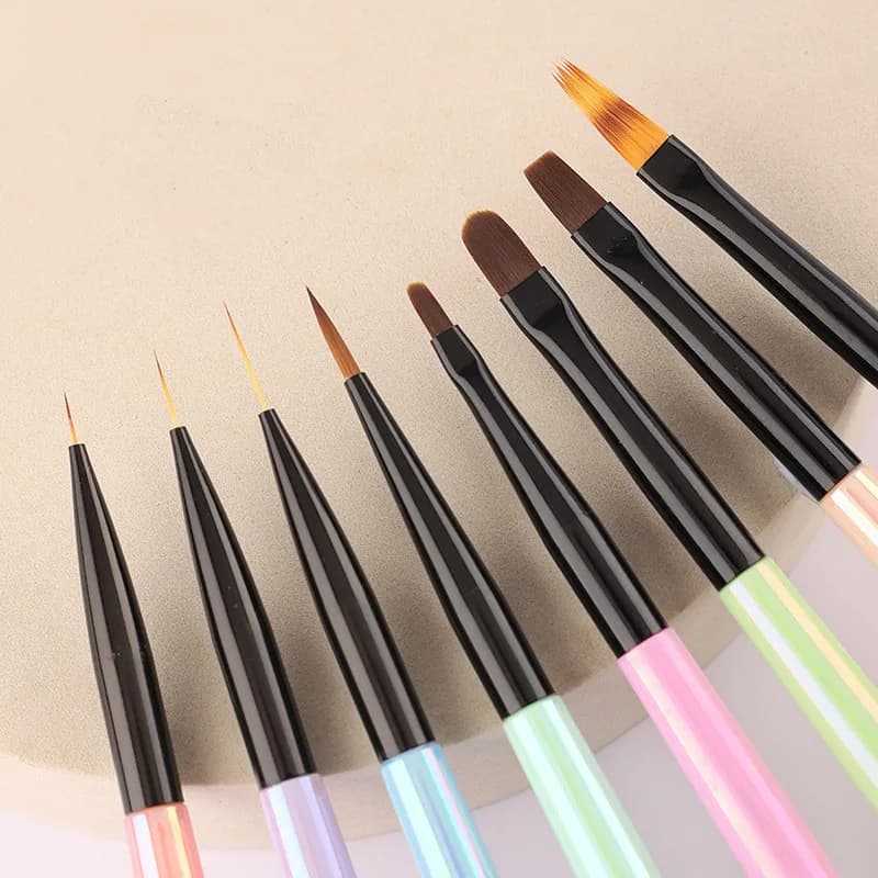 1/8PCS Nail Pen Brush 8 Different Sizes Nail Glue Phototherapy Pen Suitable for Professional Salon or Home Use Gel Nail Brush