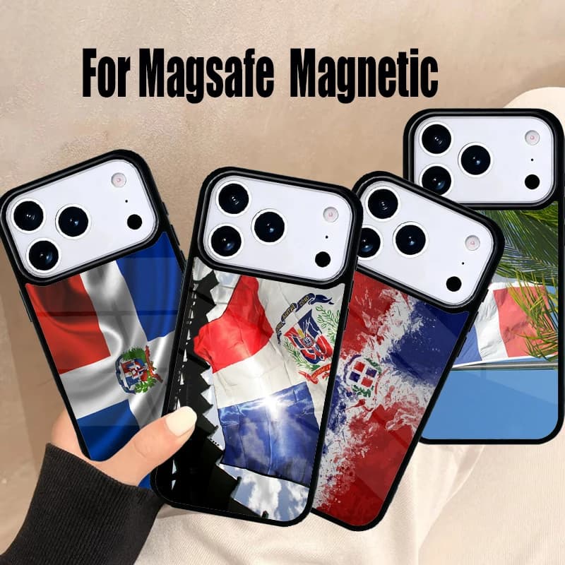 Custodia per telefono con bandiera della Dominica per iPhone 17 Air 16e 15 14 13 12 11 Pro Max Plus, Cover Magnetica Wireless Magsafe