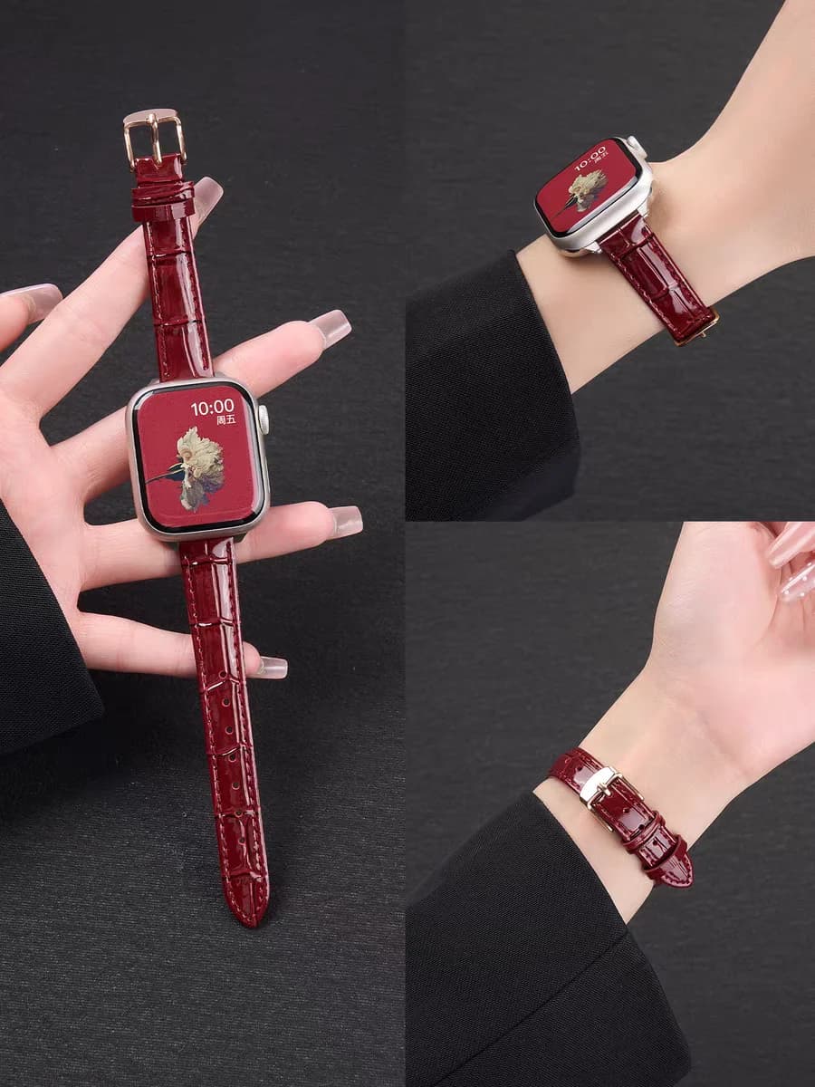 Cinturino sottile in pelle per Apple Watch, modello Slim Loop, per donna, compatibile con i modelli Ultra 11/10/9/8/7/6/5/4/3/2/1 SE, misure 38mm 40mm 41mm 42mm 44mm 45mm 46mm