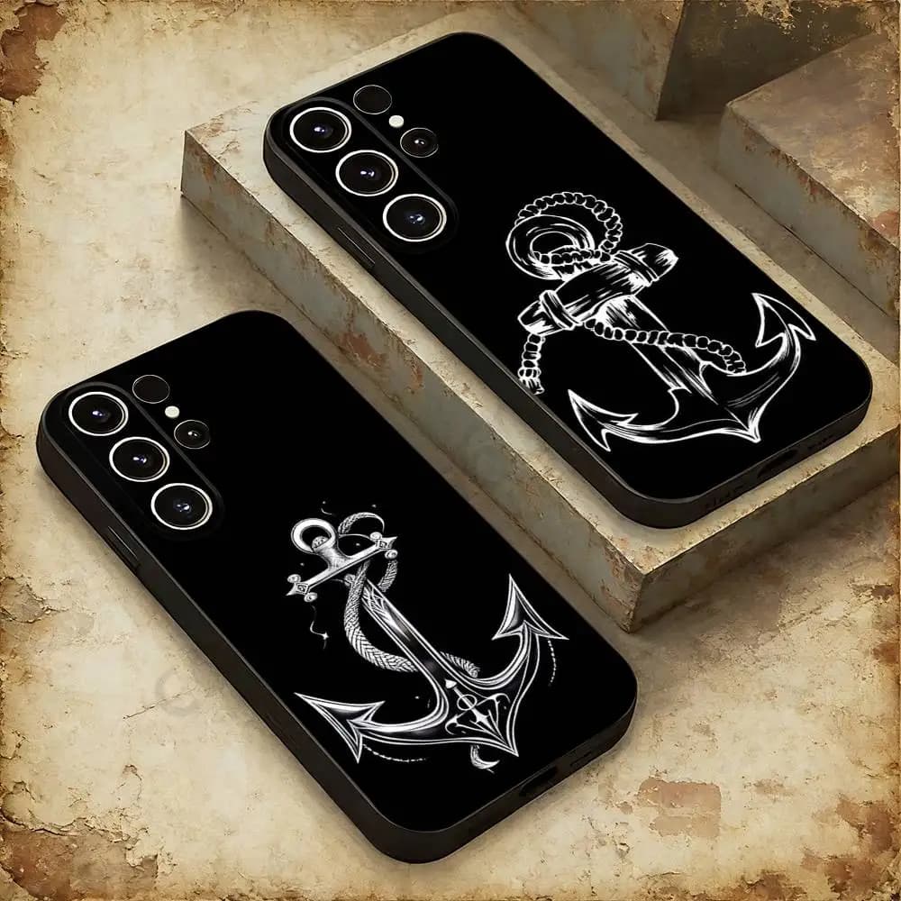 Cover per telefono Anchor Boat Ship Wheel per Samsung Galaxy A53,51,72,73,31,30,42 Cover nera in morbido silicone