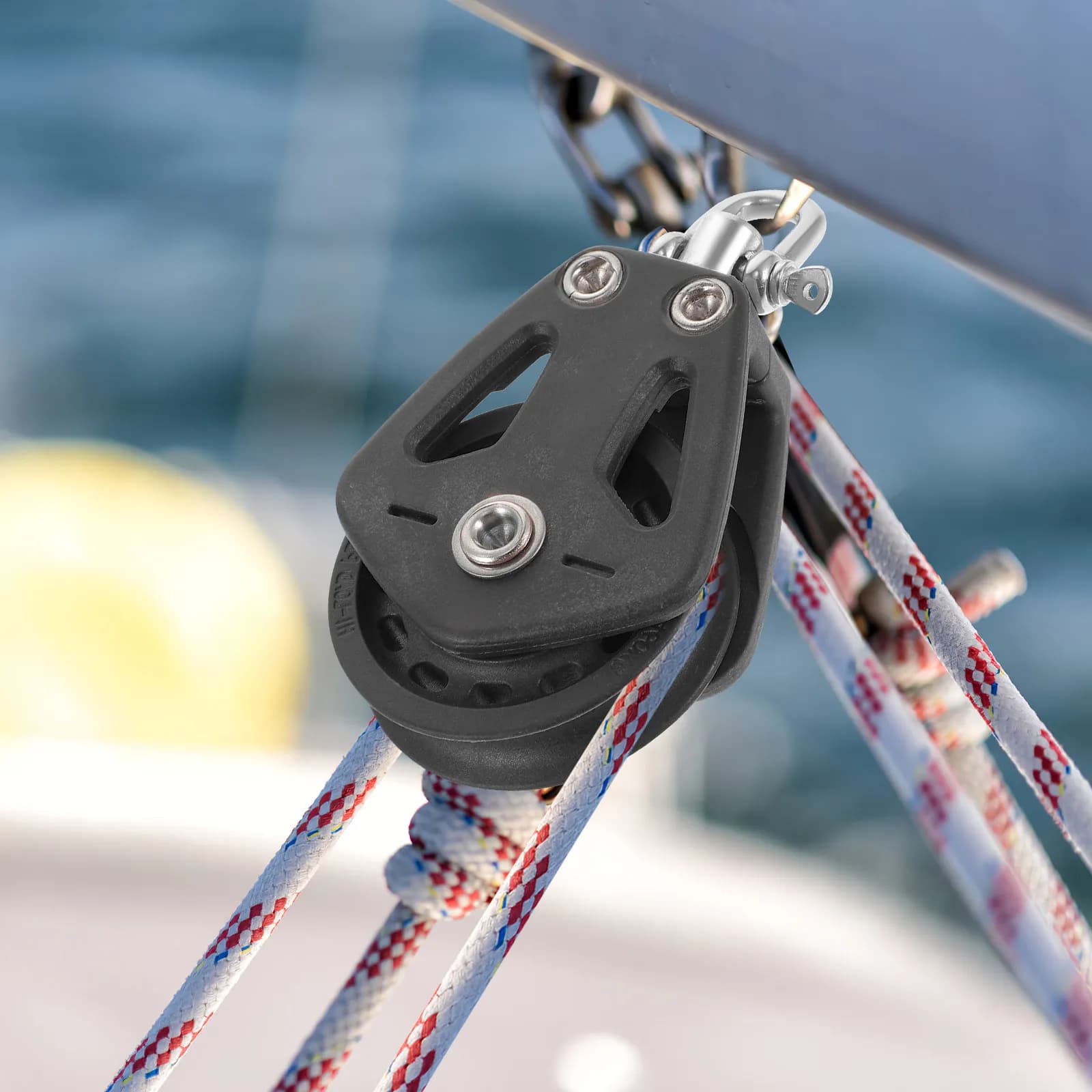 Puleggia singola in acciaio inossidabile per barca a vela, con cuscinetto e ruota girevole in nylon, per sollevamento fune, attrezzo marino per sollevamento imbarcazioni a vela