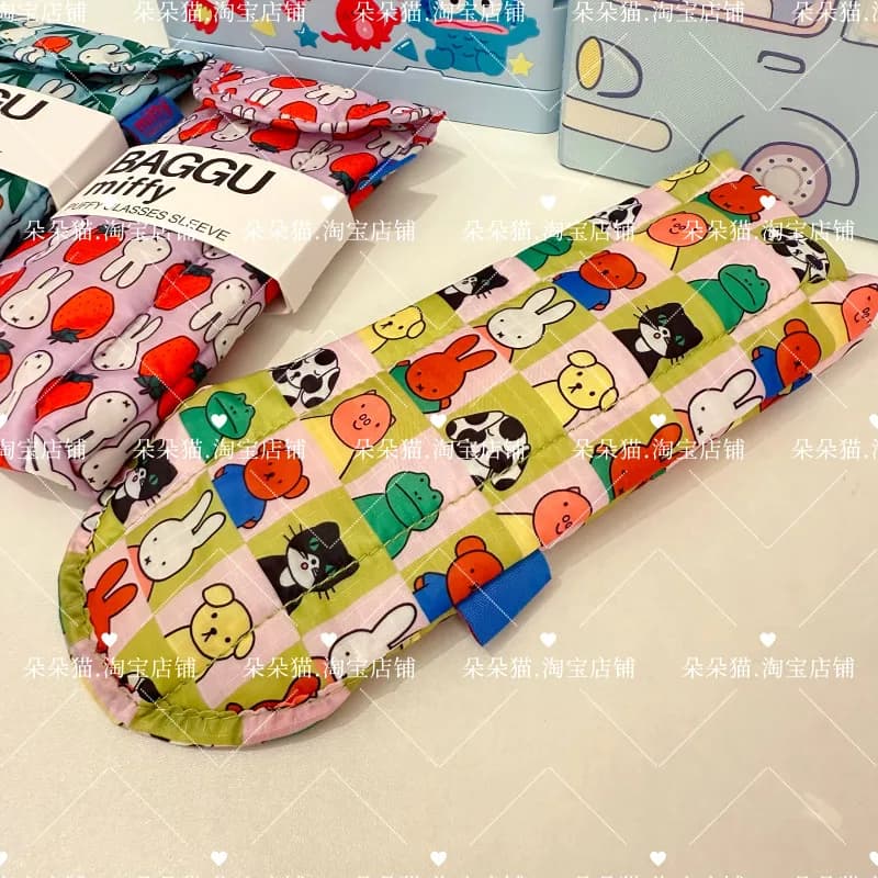 Simpatica custodia per occhiali con stampa Miffy, custodia protettiva per occhiali da sole con cartoni animati, custodia portatile antigraffio per occhiali, accessorio per occhiali