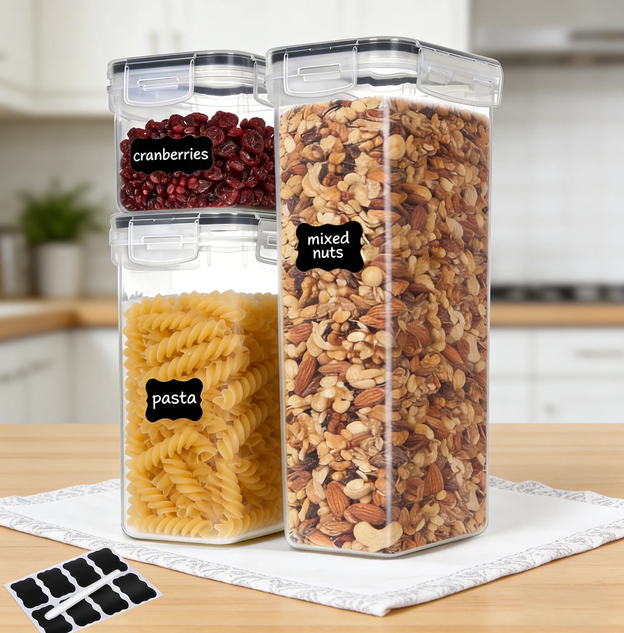3 set di contenitori ermetici per la conservazione degli alimenti con coperchi: senza BPA, contenitori per la preparazione dei pasti per la conservazione della cucina, microonde, frutta e ghiaccio C