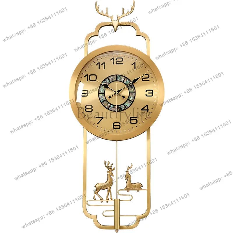 Nuovo orologio da parete cinese di lusso leggero, orologio al quarzo decorativo in ottone in stile cinese per la casa