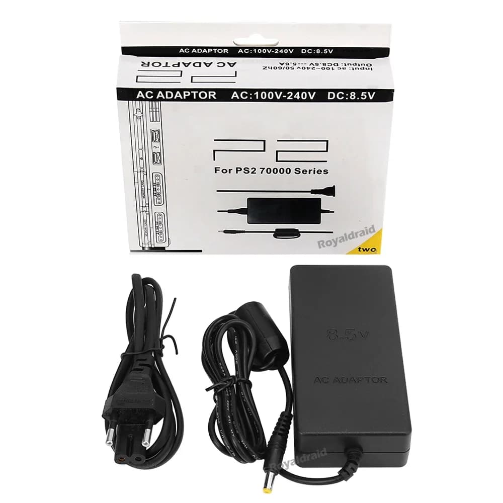 NUOVO Alimentatore Per PS2 Sostituzione Adattatore CA Cavo del Caricatore Cavo 100‐240 V DC 8.5 V per PS2 Slim 70000 Console Spina UE/Spina USA