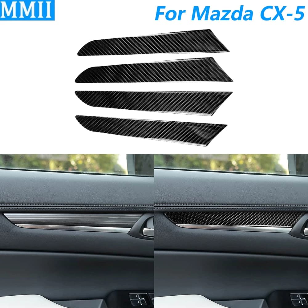 Per Mazda CX-5 CX5 2017-2024 In Fibra di Carbonio Anteriore Posteriore Porta Interna Pannello di Copertura Trim Accessori Auto Decorazione di Interni adesivo