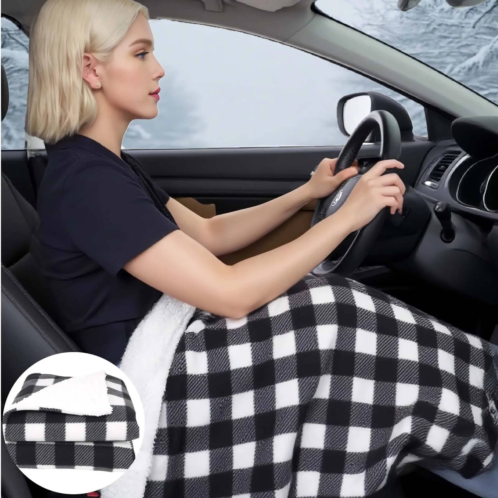 Coperta per auto riscaldata da 12 Volt Coperta da viaggio riscaldata elettrica morbida portatile con presa accendisigari per auto 9 riscaldamento