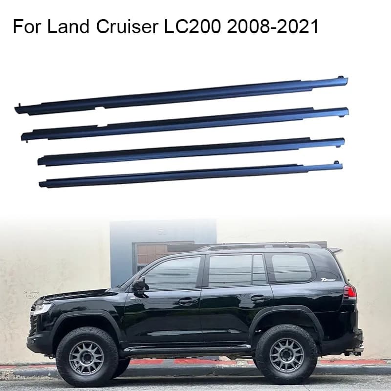4 pezzi cromo/nero finestrino in gomma per Toyota Land Cruiser serie LC200 per Lexus LX570 2008-2021 guarnizione 7572060070