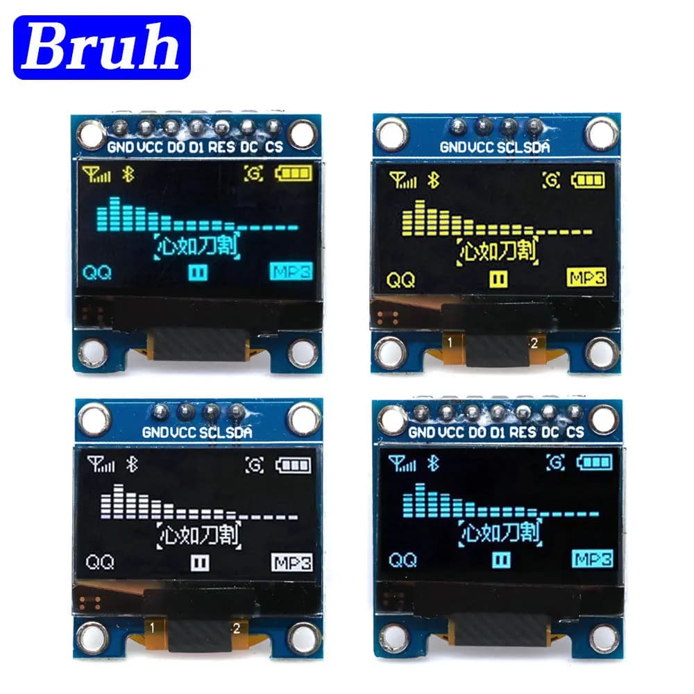 Modulo Display OLED a 4pin bianco blu colore 0.96 pollici 128 x64 giallo blu per comunicazione Arduino 0.96 ''IIC I2C