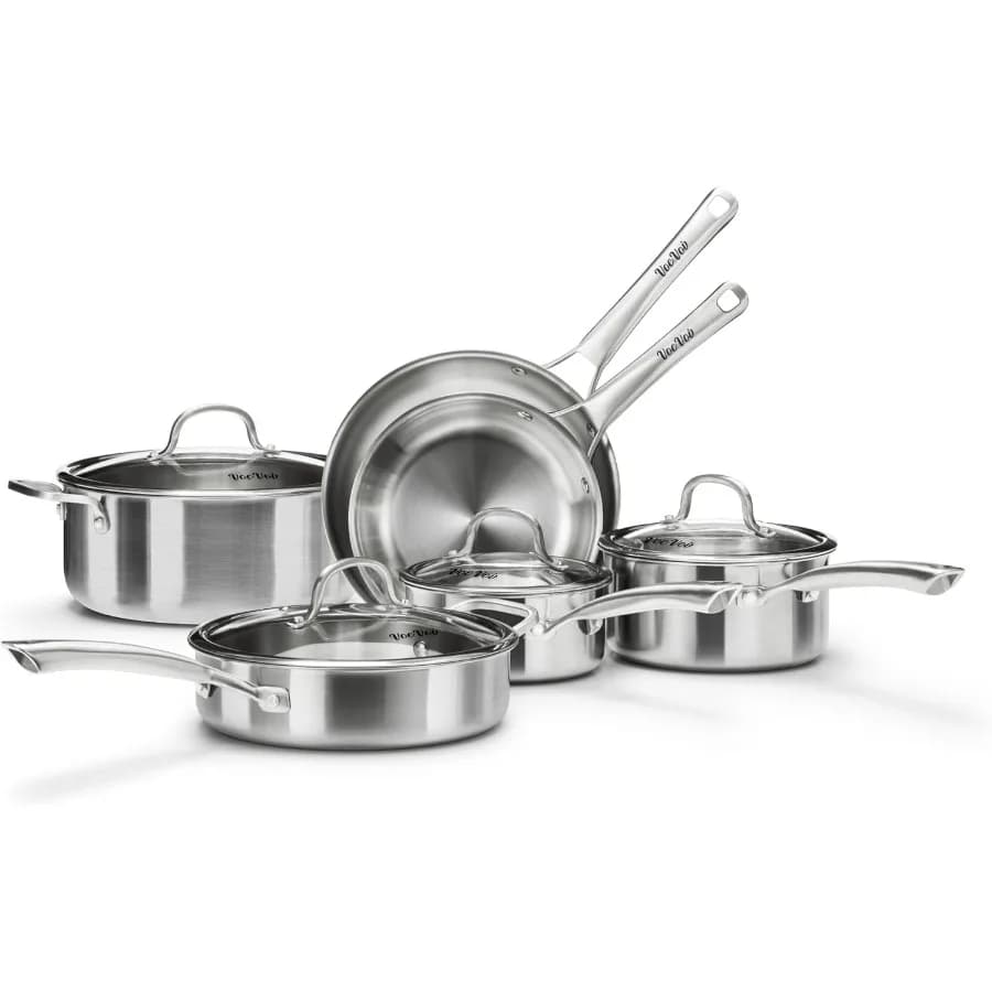Stainless Steel Pot Set for Home Kitchen Set of Pots and Pans Compatible with 10 Piece Induction with Brushes