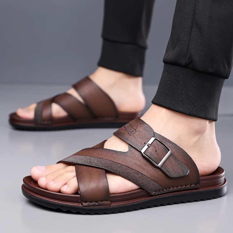 Sandali Estivi da Uomo con Cinturino Incrociato, Suola Morbida, Antiscivolo, Resistenti all'Usura, Traspiranti, Comodi, da Esterno, Slip-On - DH5311