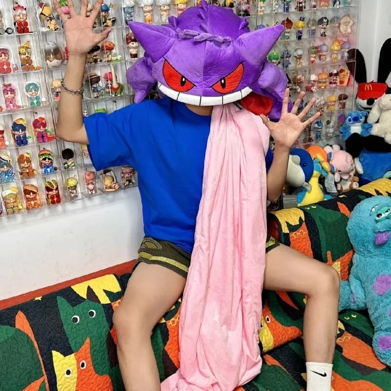 New Hot 130 centimetri Pokemon Gengar Grande Lingua Peluche Anime Periferico di Grandi Dimensioni Gengar Sonno Cuscino Doppio Scopo Pisolino Coperta Peluche