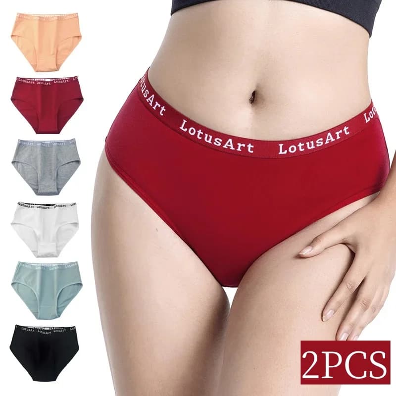 2 pcs/set Women's Cotton Mundane Waist Brief Women's Panty Control Pane Breathable Solid Color Lingerie M-2XL Mutande