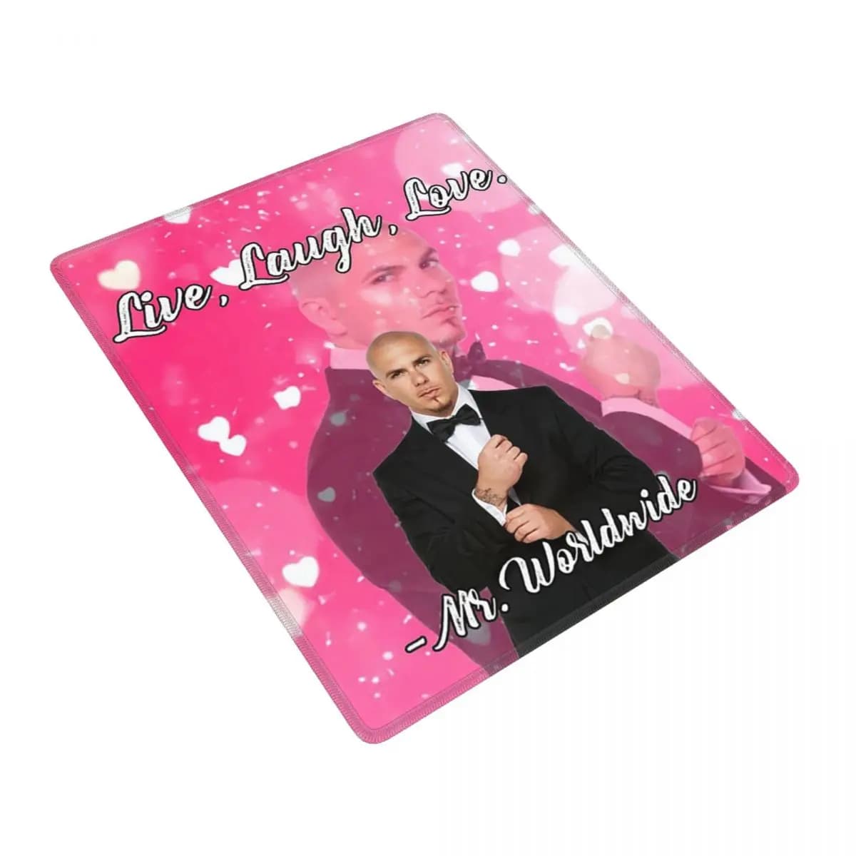 Mr. Worldwide Says To Live Laugh Love Pink Mouse Pad Gamer PC Laptop Mats Keyboard Desk Mat 7x9 in 22x18 cm