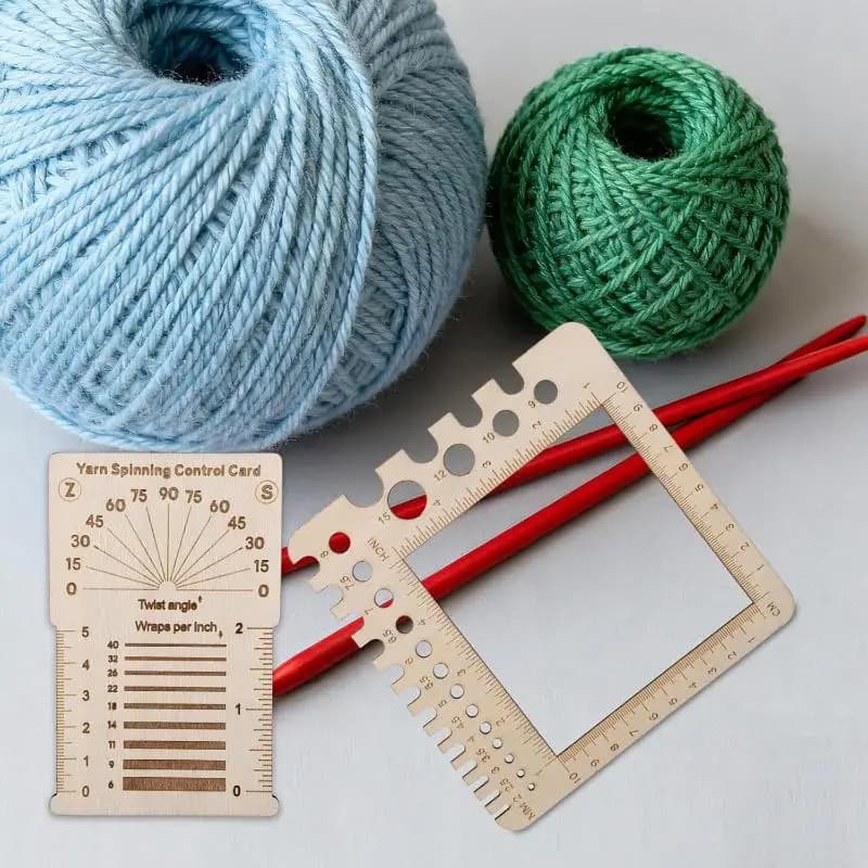【IIOO】Righello quadrato per misurare l'otturamento delle ferri da maglia in legno, rocchetti per filo da ricamo, filo per macchine da filatura, strumenti per la misurazione del filato, forniture per cucito