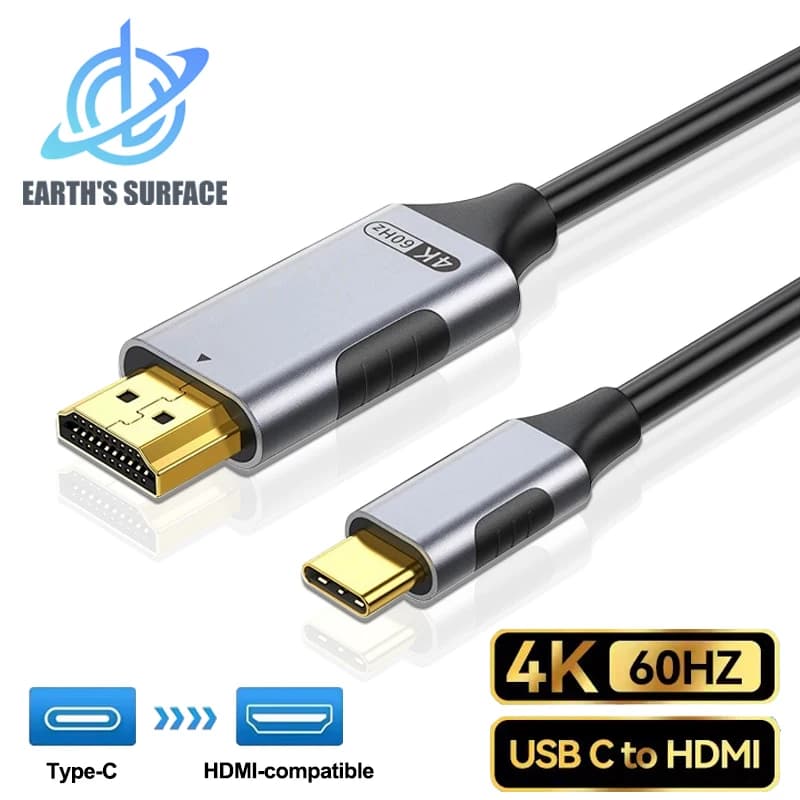 Cavo compatibile da USB C a HDMI 4K 60Hz 30Hz Adattatore cavo USB tipo C a HDTV 2.1 Thunderbolt 3/4 per iPhone 16/15 MacBook Huawei