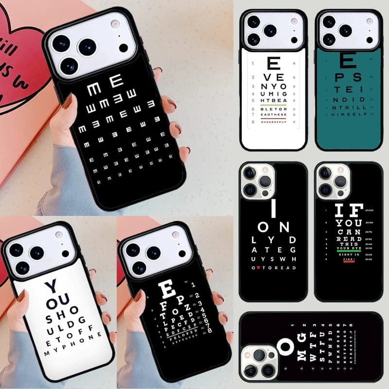 Cover per telefono con grafico test della vista per Apple iPhone 17 Air 16E 15 14 Plus 13 12 11 Pro Max Mini