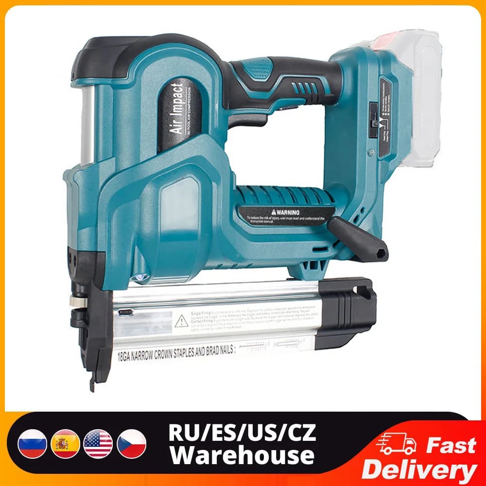 Pistola per chiodatrice/cucitrice elettrica senza fili 2 in 1 con chiodi da 200 pezzi 32mm e 200 pezzi da 50mm compatibili con la batteria al litio Maki ta