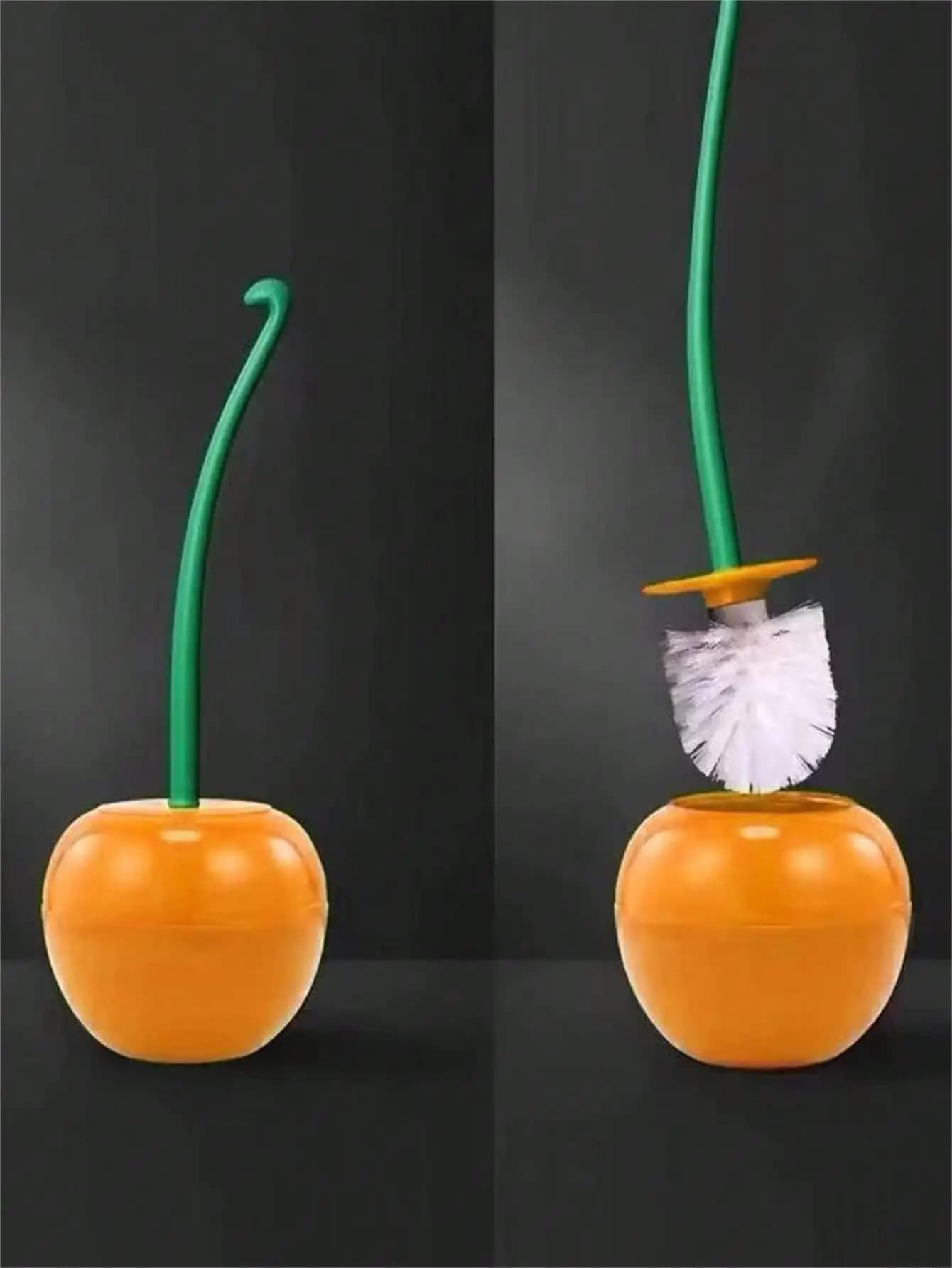 Set di 1 spazzola per WC con supporto a forma di ciliegia, accessori per la pulizia del WC a tema frutta, spazzola per WC creativa a forma di frutta con supporto rimovibile, decorazione e strumento di pulizia unici per il bagno, set di spazzole per WC rimovibili rosso ciliegia - Strumento di pulizia creativo portatile per il bagno