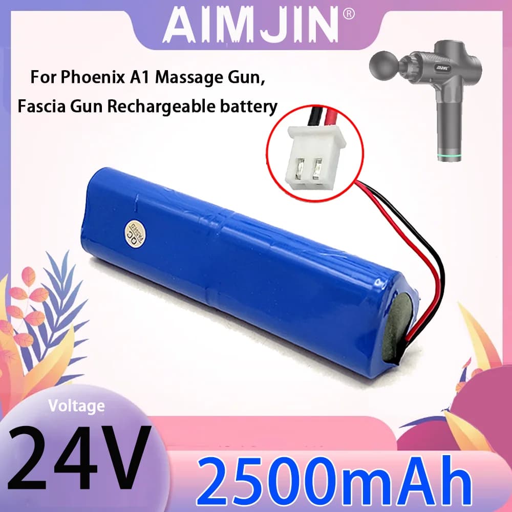 Rechargeable 6s1p Battery Pack for Phoenix A1 Massage Gun,Fascia Gun With BMS DIY Install New 24V 2500mAh Li-ion