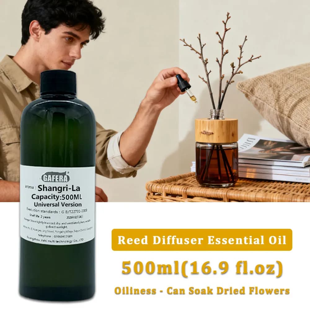 GAFERA 500ml (16.9 fl.oz) Shangri-La Essential Oils - For Vine Diffuser & Flameless Aromatherapy, Diffuser Replenish Aroma Oil
