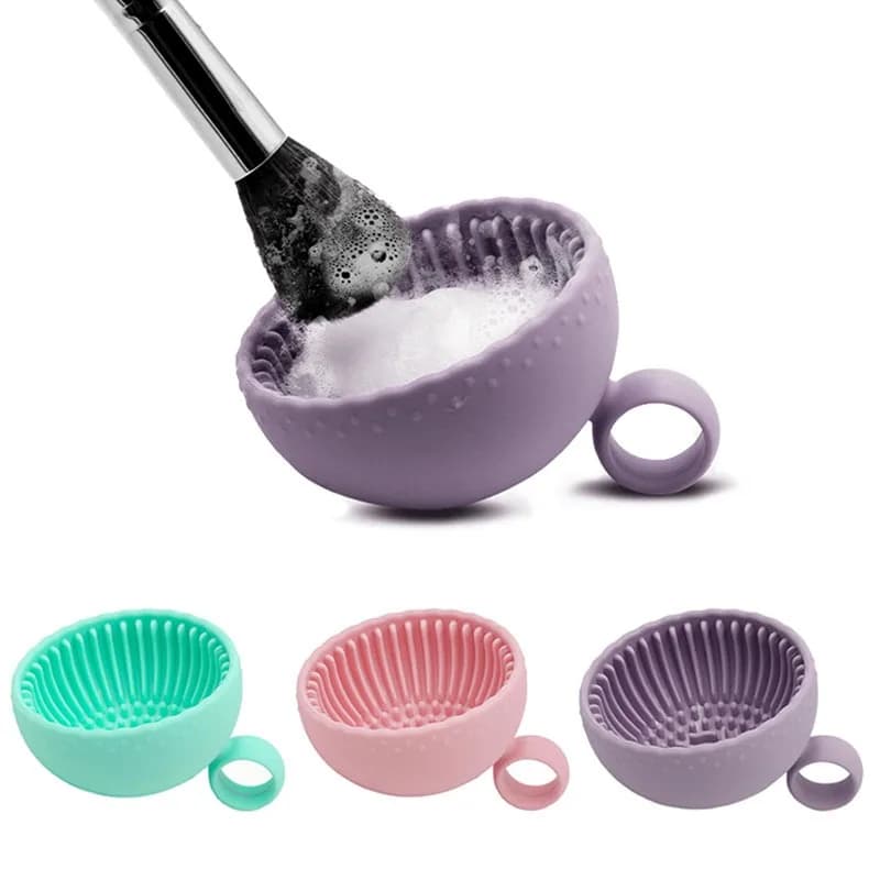 Makeup Brush Cleaner Folding Powder Puff Cleaning Bowl Cosmetic Eyeshadow Brush Clean Mat Cleaning Tool Silicone Scrubber Box