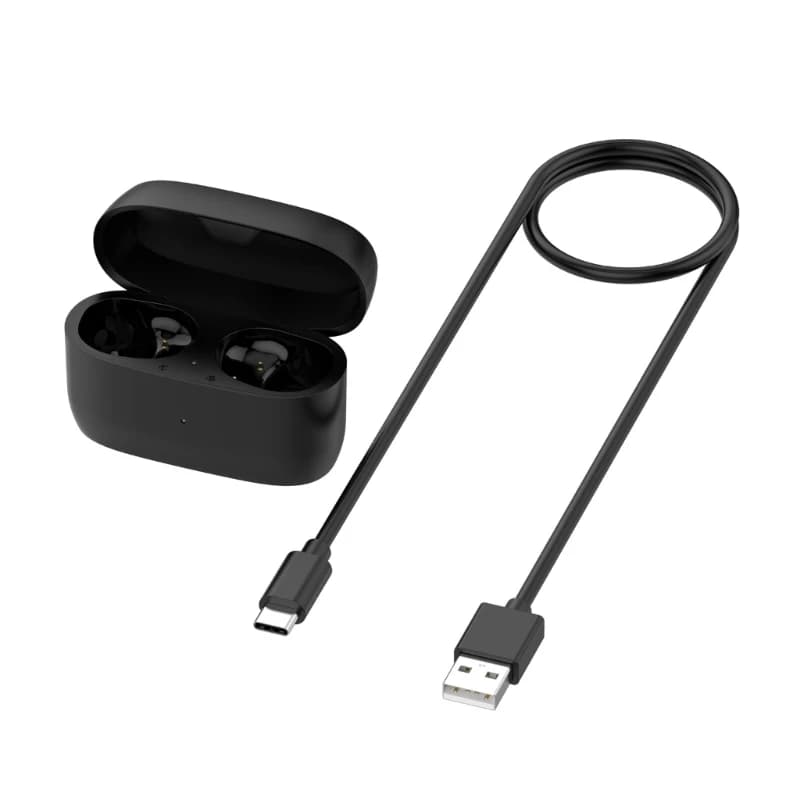 590 mAh integrated battery charger case for wireless earphones, USB charging cable
