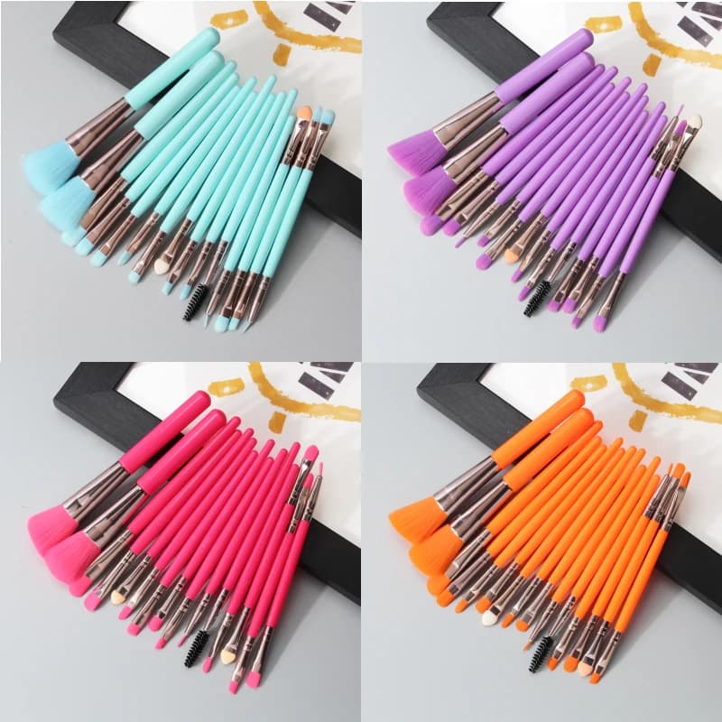 15 Pz/set Pennelli Per Trucco Ombretto Ciglia Pennello Per Sopracciglia Fondotinta Fard Miscelazione Cosmetica Bellezza Make Up Pennello Strumenti