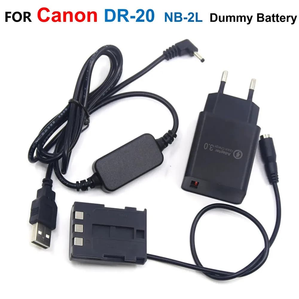 Cavo USB adattatore Power Bank + DR-20 accoppiatore DC NB2LH NB-2L batteria falsa + caricabatterie USB per Canon G7 G9 S60 S70 S80 EOS 350D 400D