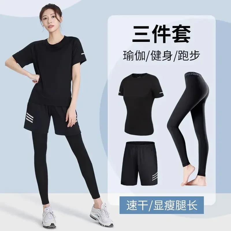 Women's Summer Set for Running and Fitness: New Sleeve T-shirt Court and Shorts for Yoga, Cycling and Training