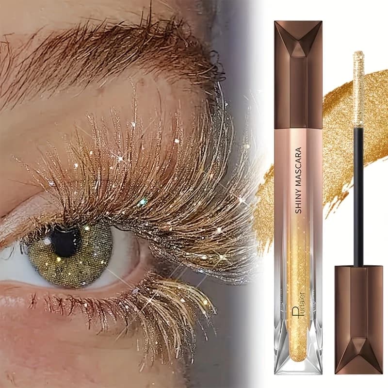 Glittered glittering mascara, long life, effects, waterproof, drought proof, mascara with crushed diamonds, fine perlescent flash