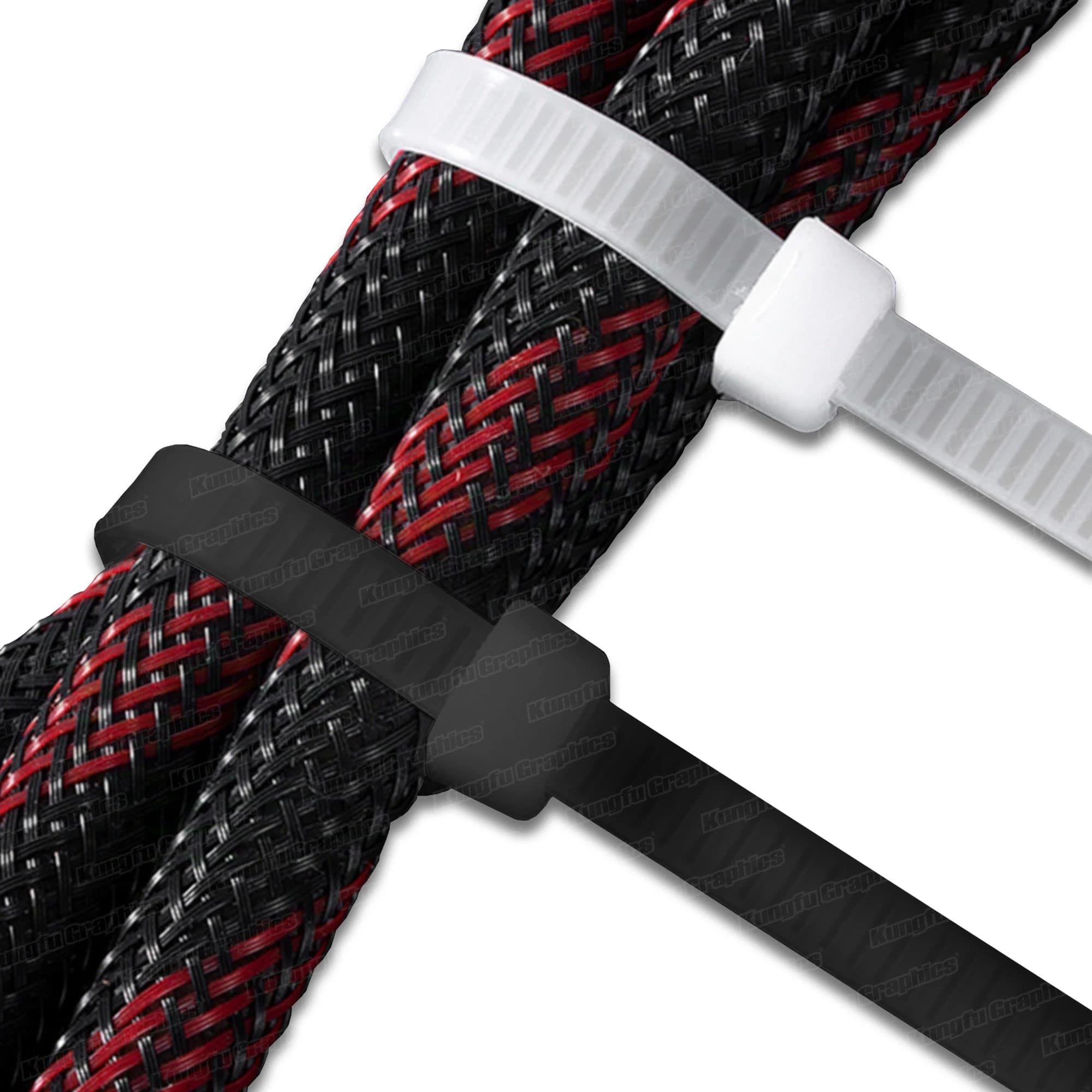 Fascette per cavi multiuso da 100 pezzi 4 × 250 mm Fascette per cavi autobloccanti Cinghie per interni ed esterni, Nero Bianco
