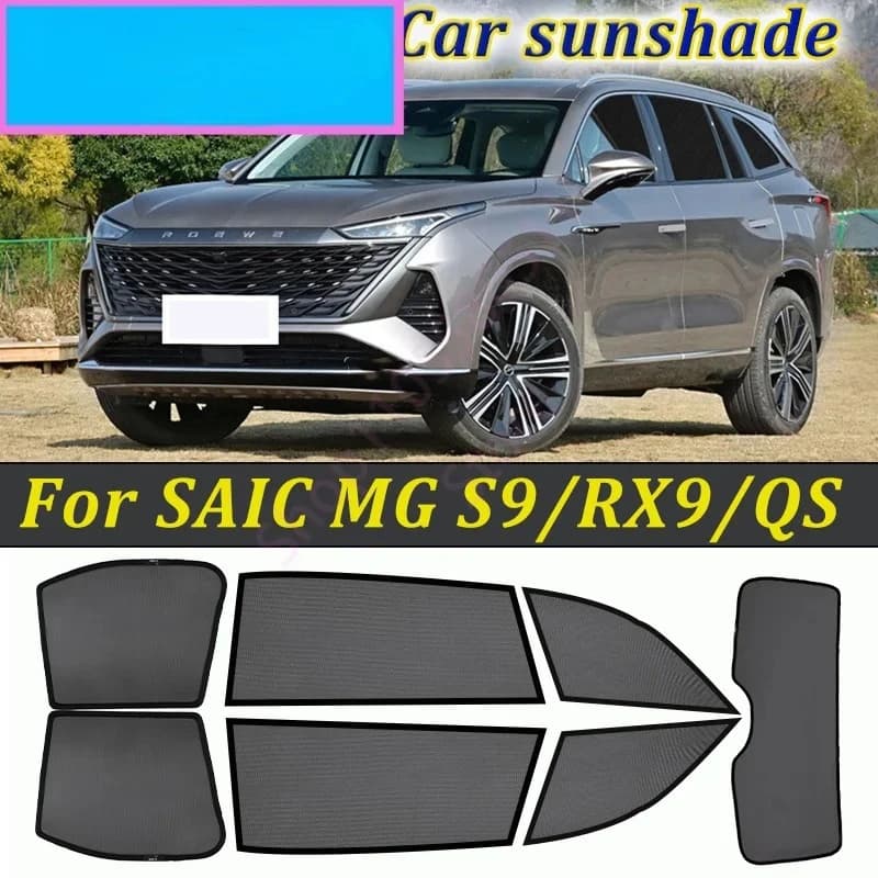 For SAIC MG S9 RX9 QS 2023- Magnetic Car Sunshade Window Curtain Mesh Block Sunlight UV Protection Interior Accessories