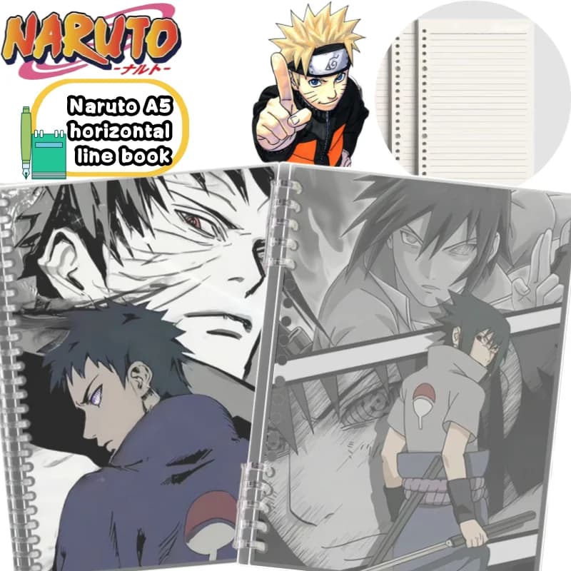 New Naruto Uzumaki Naruto Uchiha Sasuke Hatake Kakashi Notebook Creative High Value DIY Printed Cartoon A5 Horizontal Line Book