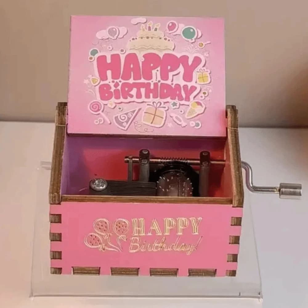 UV Painting Birthday Music Box Retro Mechanical Spring Wooden Music Box Laser Engraving Spring Music Box Holiday Gifts