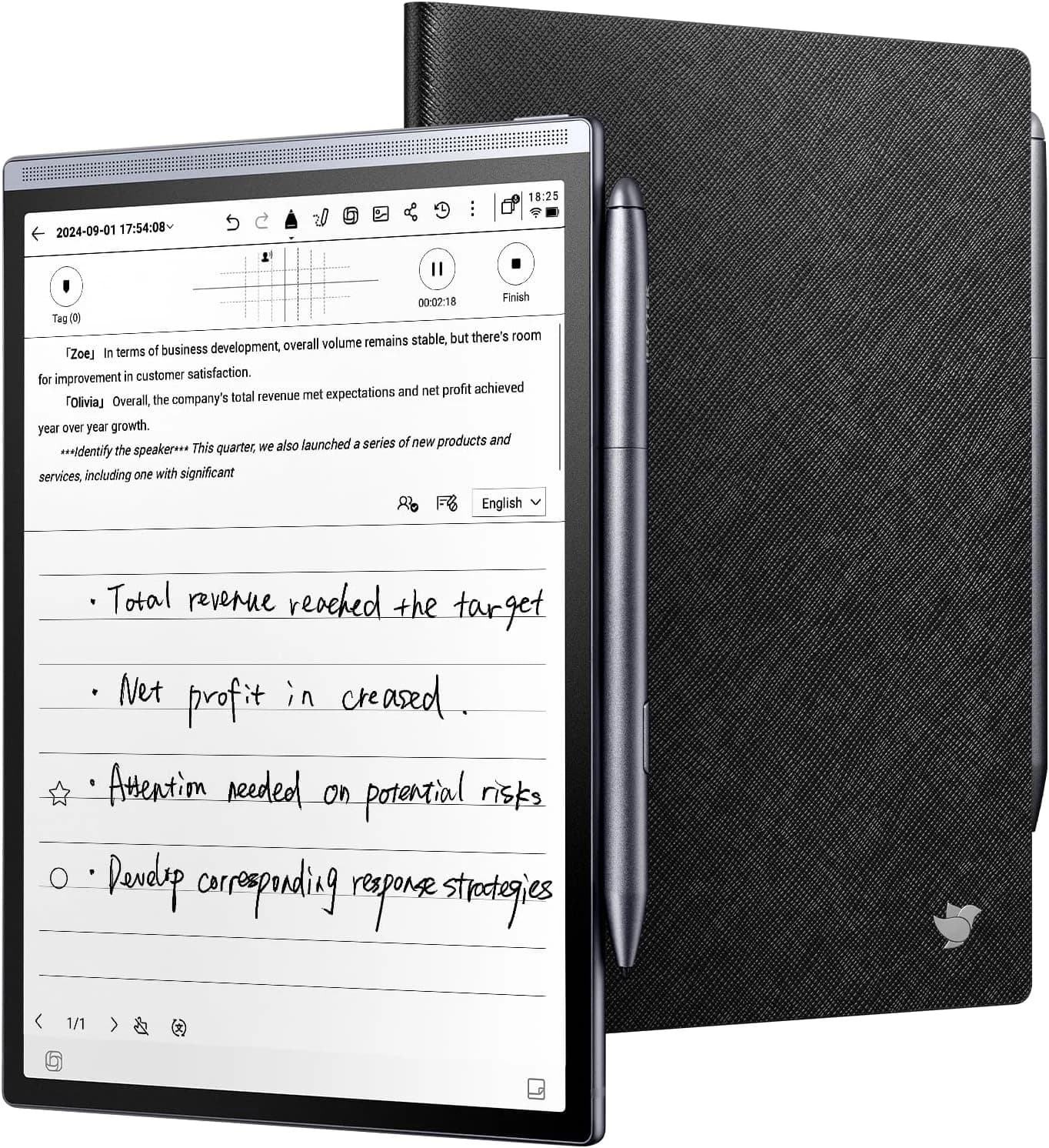 Notebook iFLYTEK AINOTE Air2 da 8,2 pollici con note elettroniche Notebook per riunioni Nota di carta AI wireless con tablet di carta elettronica