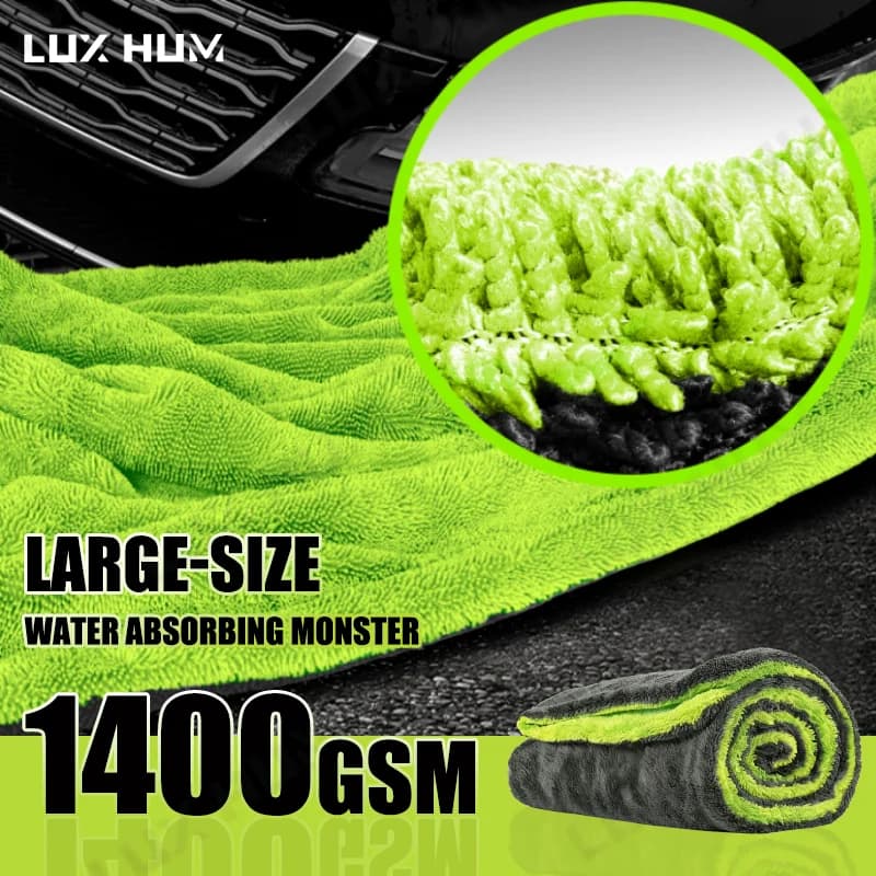 1400GSM Ultra-Thick Drying Towel for Car/Motorcycle Oversized 60x120cm Cleaning Cloth Soft High Absorbent Car Detailing Towel