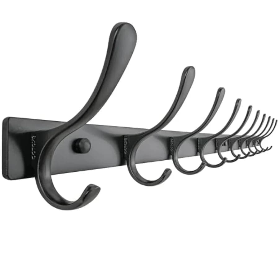 Appendiabiti da Parete - 10 Ganci in Acciaio Inox Resistente, Ganci Robusti per Appendere Cappotti, Giacche e Vestiti
