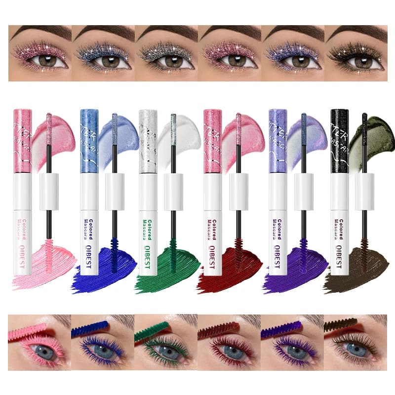 Glossy mascara 2 in 1, clear texture, fluid application, lasting shine, natural makeup effect