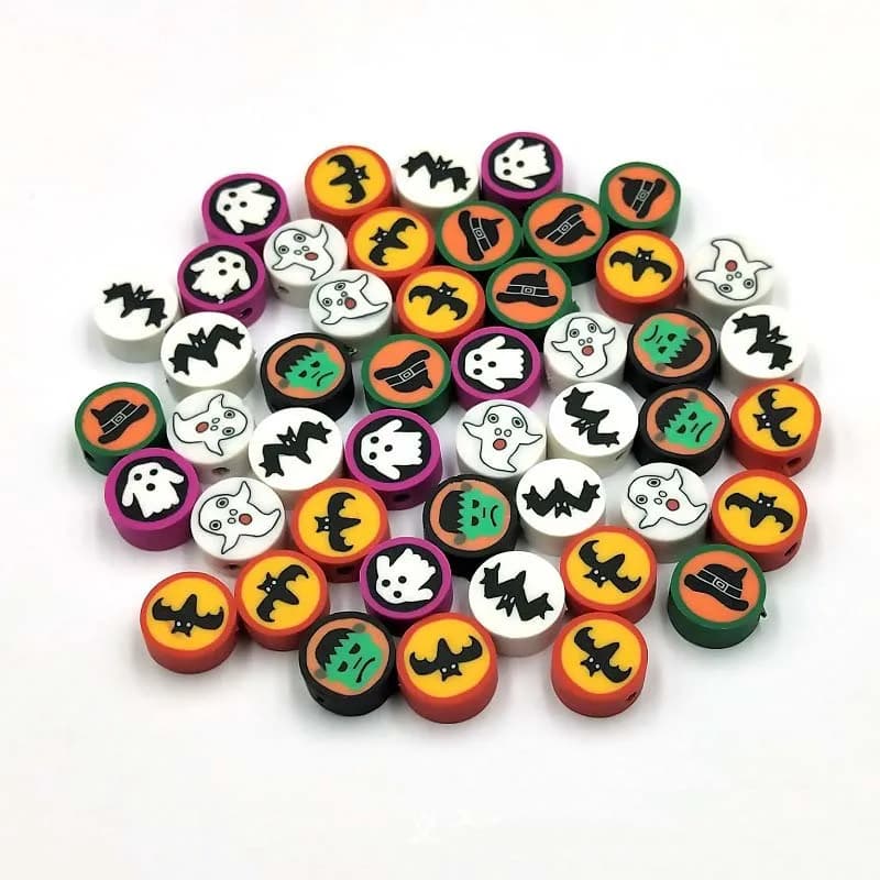 30/50 pz/lotto Holloween Spacer perline di argilla polimerica sciolte per la creazione di gioielli collana di braccialetti con ciondoli fatti a mano accessori fai da te per bambini