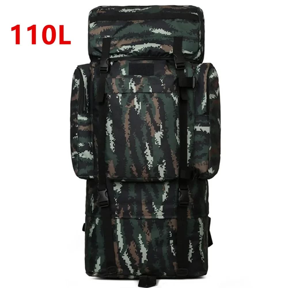 Borsa Tattica Mimetica da 110L con Staffa Interna, per Alpinismo, Viaggi, Escursionismo, Sport, Impermeabile, con Scomparto per Laptop