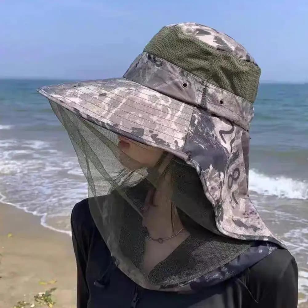 Cappello con Rete Anti-zanzare e Anti-insetti per Esterni, Protezione Solare, Traspirante, per Pesca e Viaggi