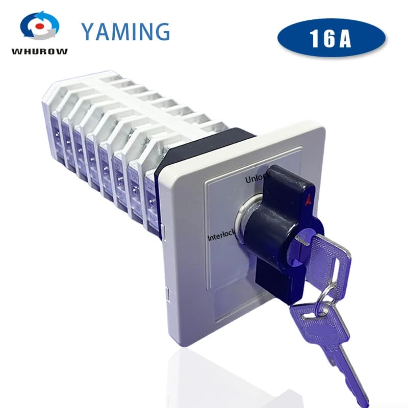 Sblocco-Interblocco Interruttore a camma rotante di potenza di controllo 8 poli Contatto argento Selettore 16A YM-LW12-16-XJDZ9.03-8B4S-005